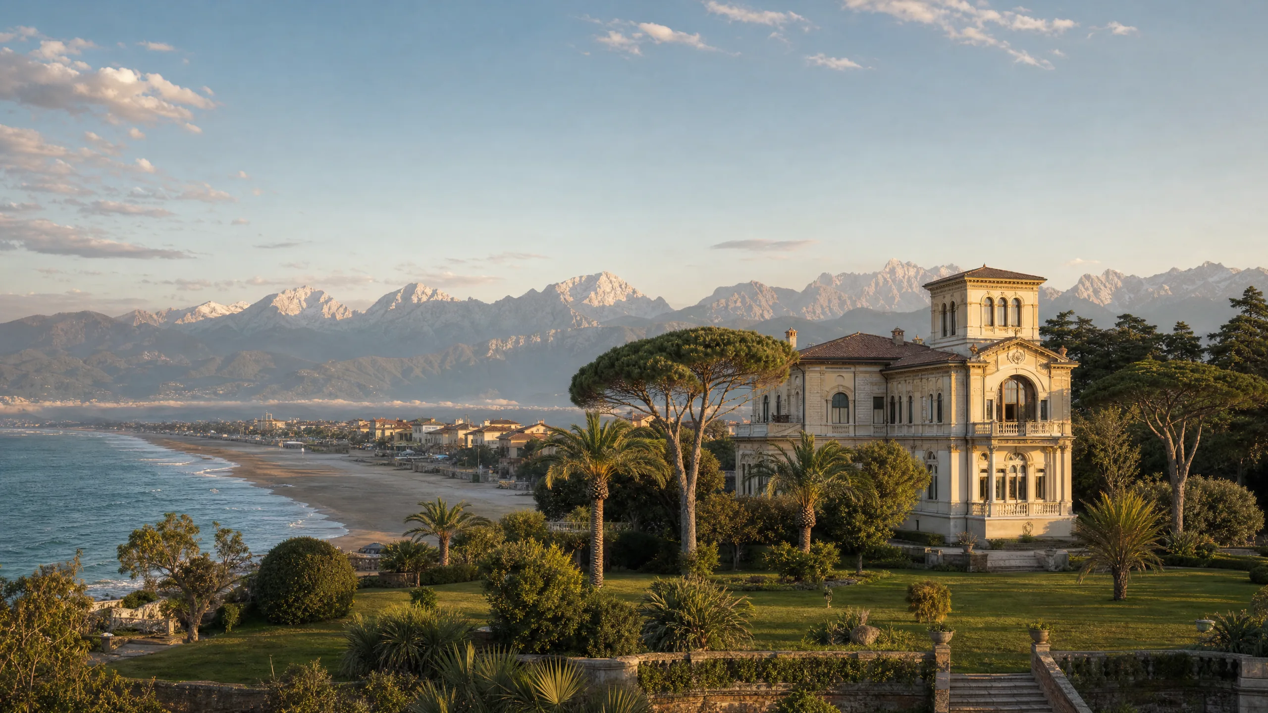 Villa Liberty in Versilia con giardino e pini marittimi